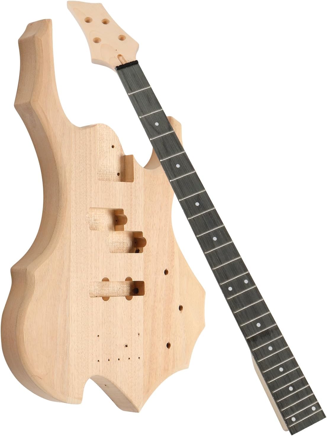 DIY Electric Bass Guitar Kit with Mahogany Body, 4 String DIY Electric Guitar Kit, Easy Installation & Full Equipment to Build Your Own Guitar (44 Inch)