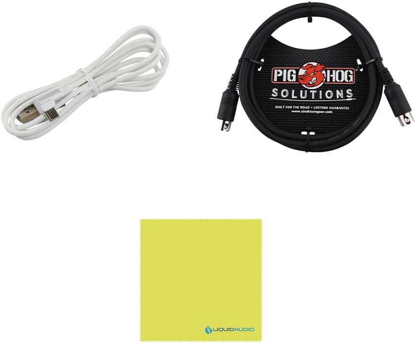 Arturia KeyLab Essential 49 mk3 MIDI Controller White Bundle w/Pig Hog Solutions PMID06 6ft MIDI Cable, & Liquid Audio Polishing Cloth