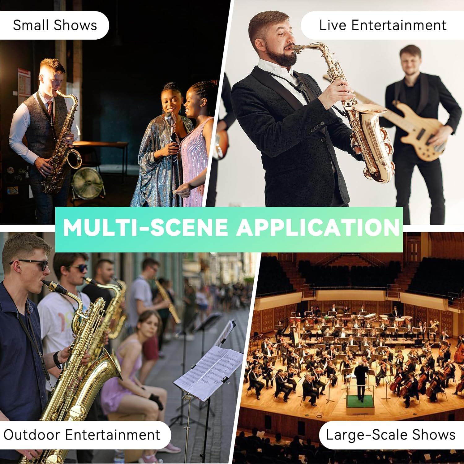 EASTROCK Saxophone Wireless System,Coverage to 130 ft/40 m,2.4 GHz Sax Microphone Wireless Receiver Transmitter Charging Case,Suitable for Recording/Monitor Headphones/Live/Reverb Control