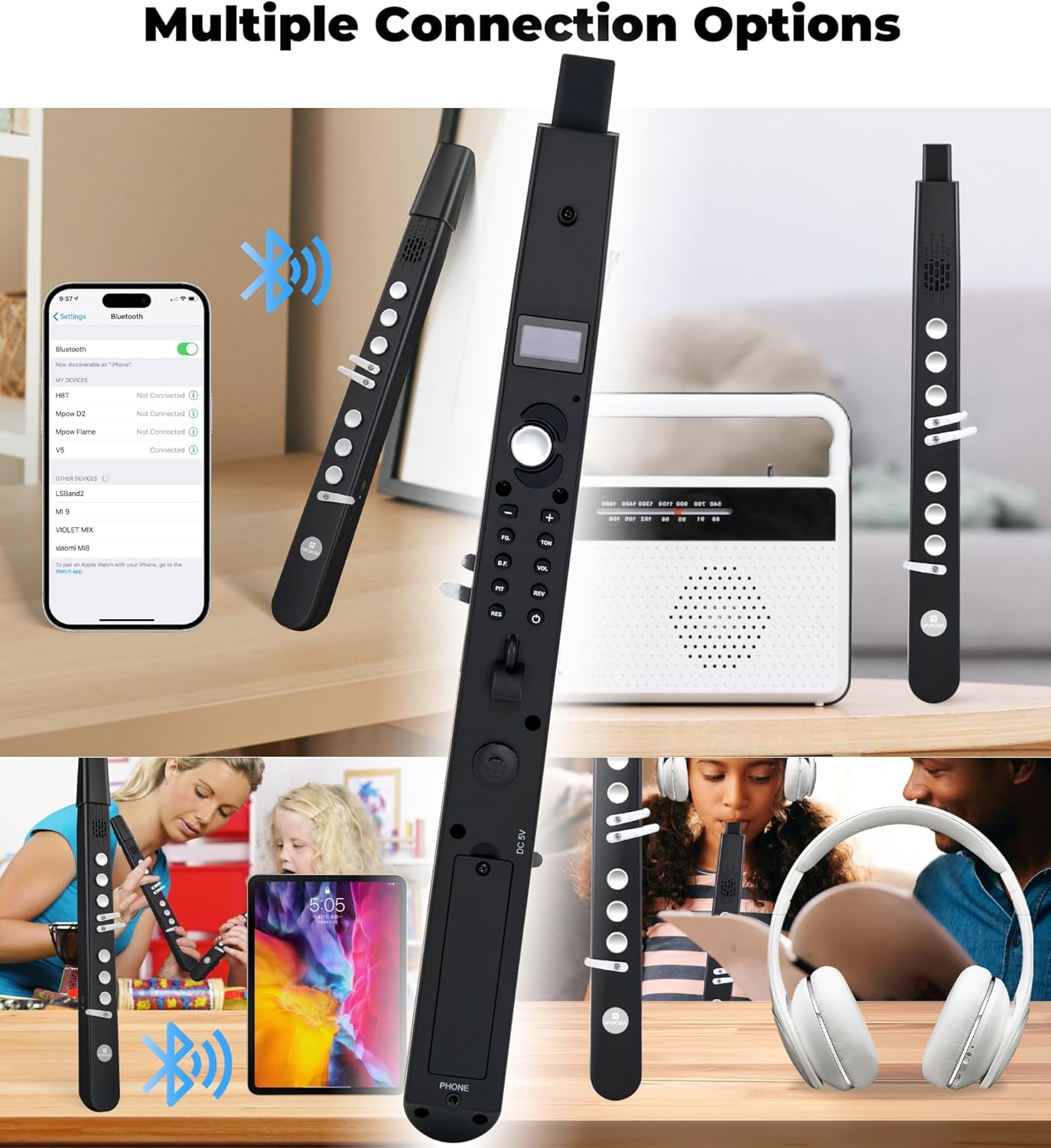 Vangoa MAE-02 MIDI EWI Electronic Wind Instrument with 3 Fingerings 35 Tones 7 Functions Professional Portable Digital Wind Instrument Synthesizer Rechargeable for Beginners Adults Teens, Black