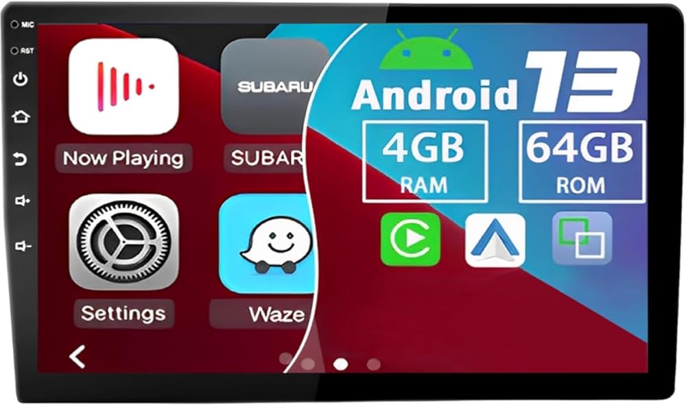 Android 13 Car Radio Stereo, 10.1'' Touch Screen Car Audio with Carplay & Android Auto Car Audio Receivers with GPS WiFi SWC Bluetooth Mirror Link AHD Backup Camera MIC [4+64G]