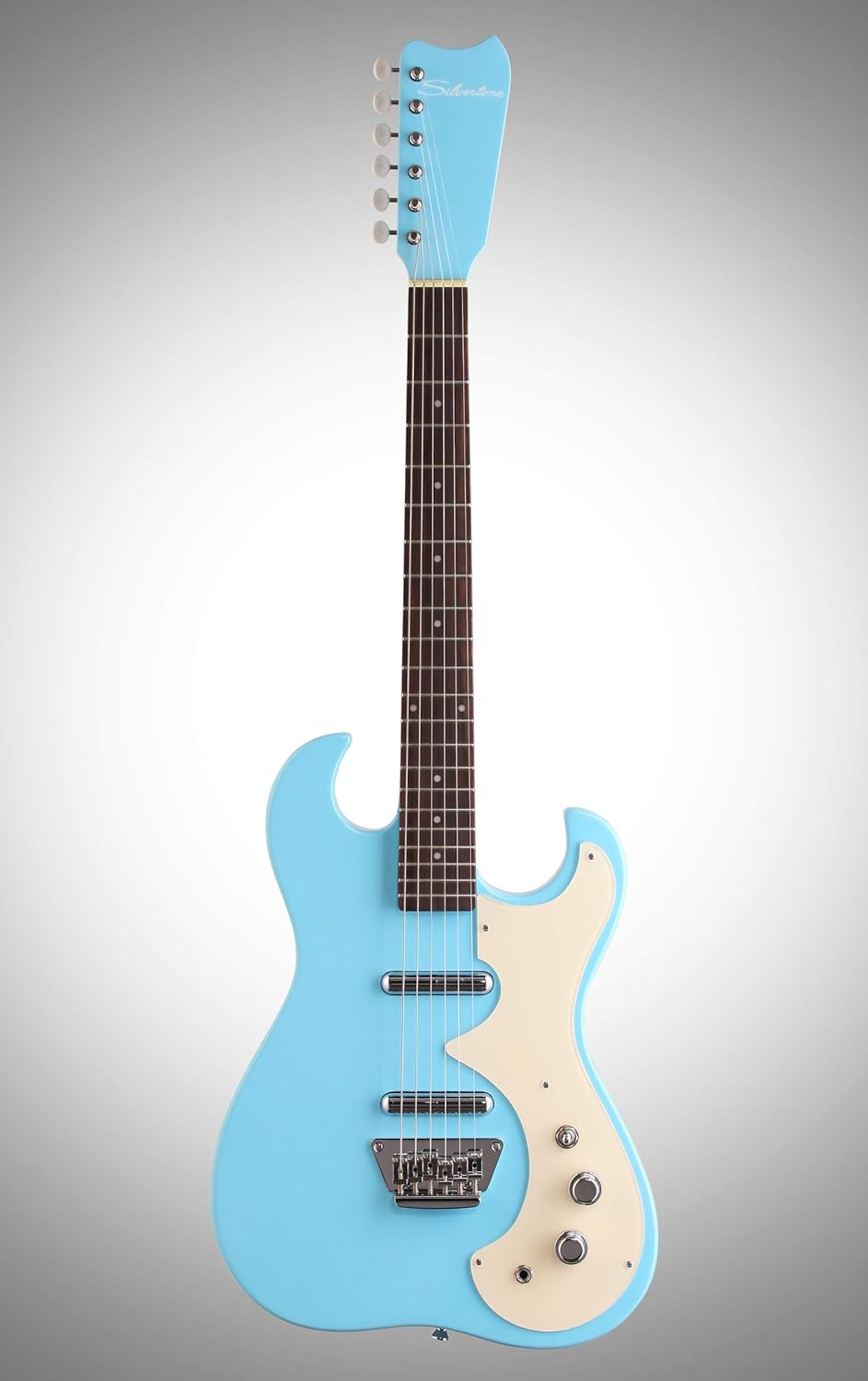 Silvertone Classic 1449-BDLB Solid-Body Electric Guitar, Daphne Light Blue