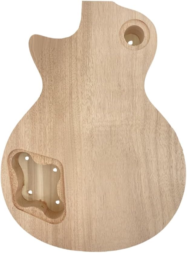 Yinfente Electric Guitar Body Unfinished Mahogany +Maple Top +Flame Maple Veneer Bolt On DIY Guitar Body Blank HH Hamburger Pickup