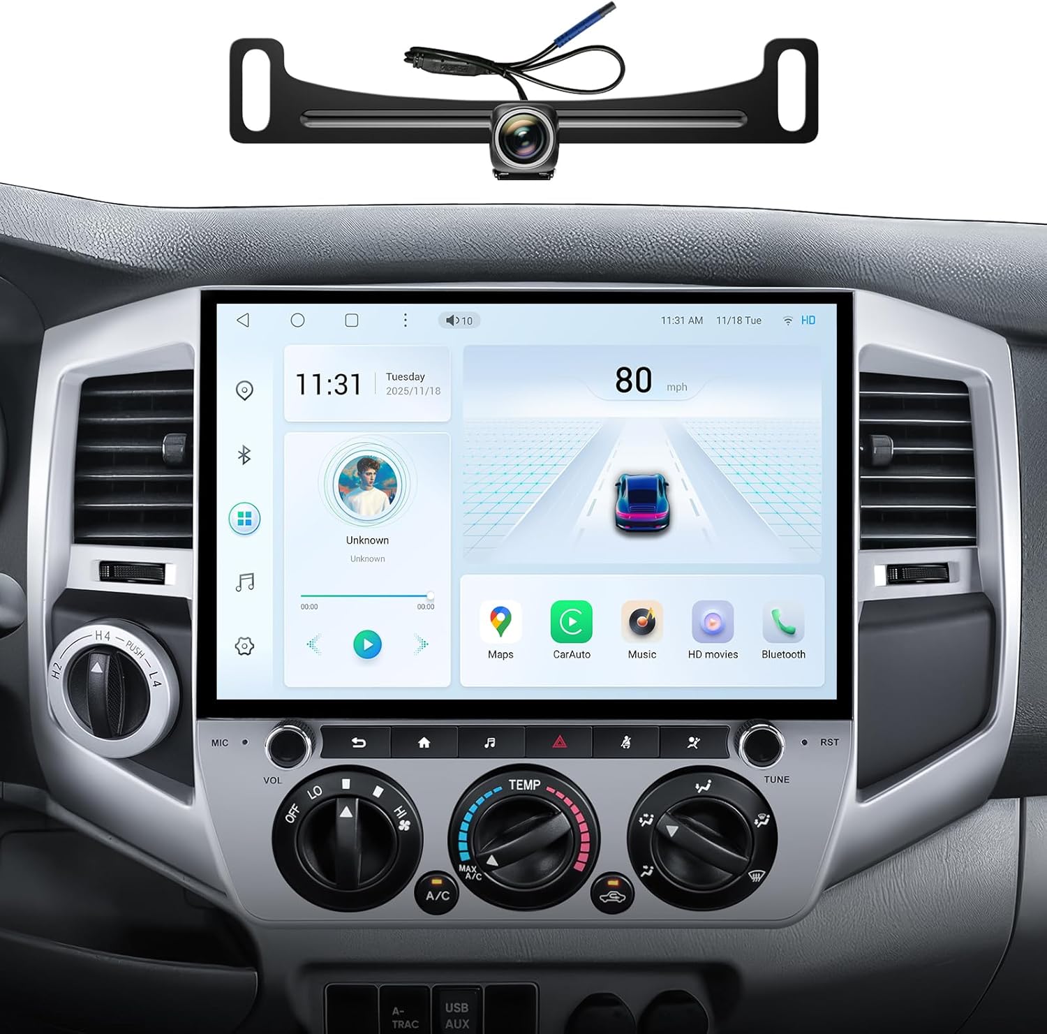 12.5''Car Stereo Upgrade for Toyota Tacoma Car Radio 2005-2015 |Wireless CarPlay Android Auto| QLED Touch Screen| Android 13.0| 8 core 6+64G | AM/FM |Steering Wheel Control