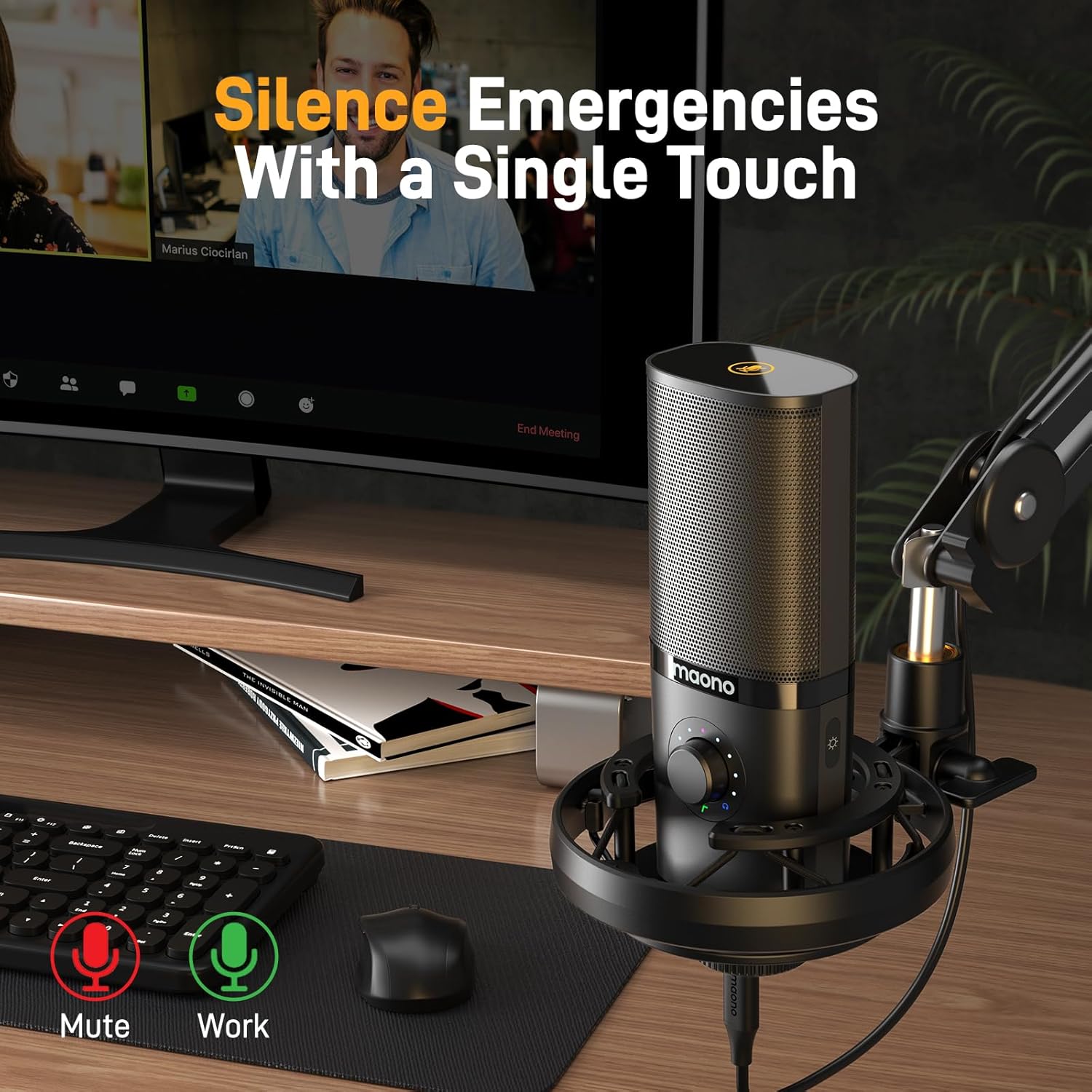MAONO USB Podcast Microphone Bundle with Monitor Headphones, Works for Podcaster,Content Creator, Streamers.