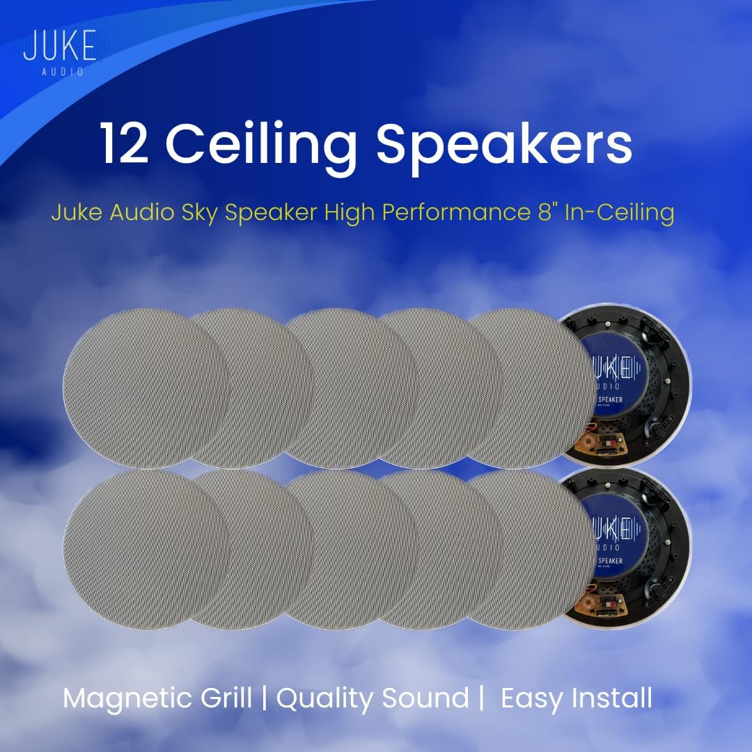 JUKE AUDIO | 6 Zone Amplifier with 12 Ceiling Speakers | Multi-Room Audio Package
