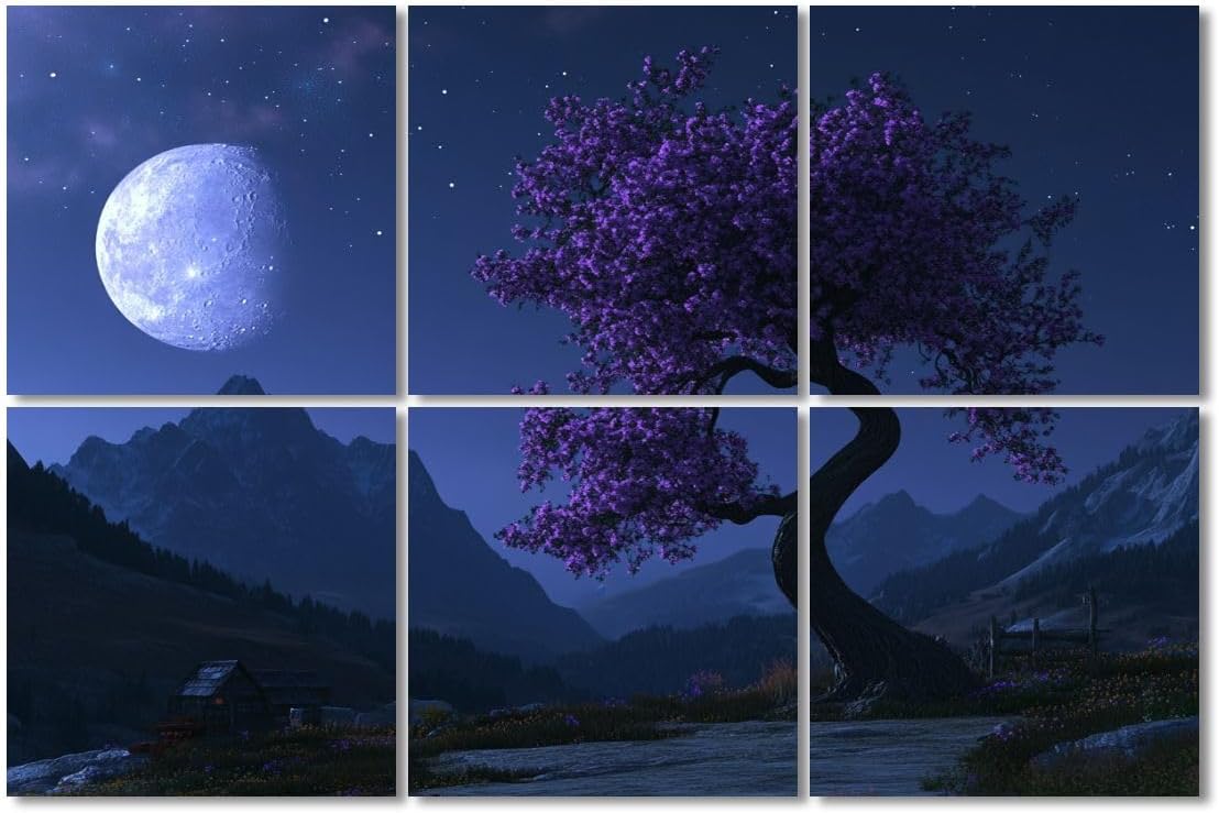 6 Pack Art Acoustic Panels Sound Absorbing Boho Farmhouse Scenery Modern Blossoming Full filled Sky Remote Cabin Decorative Soundproof Wall Panels Self Adhesive for Recording Studios Office 72