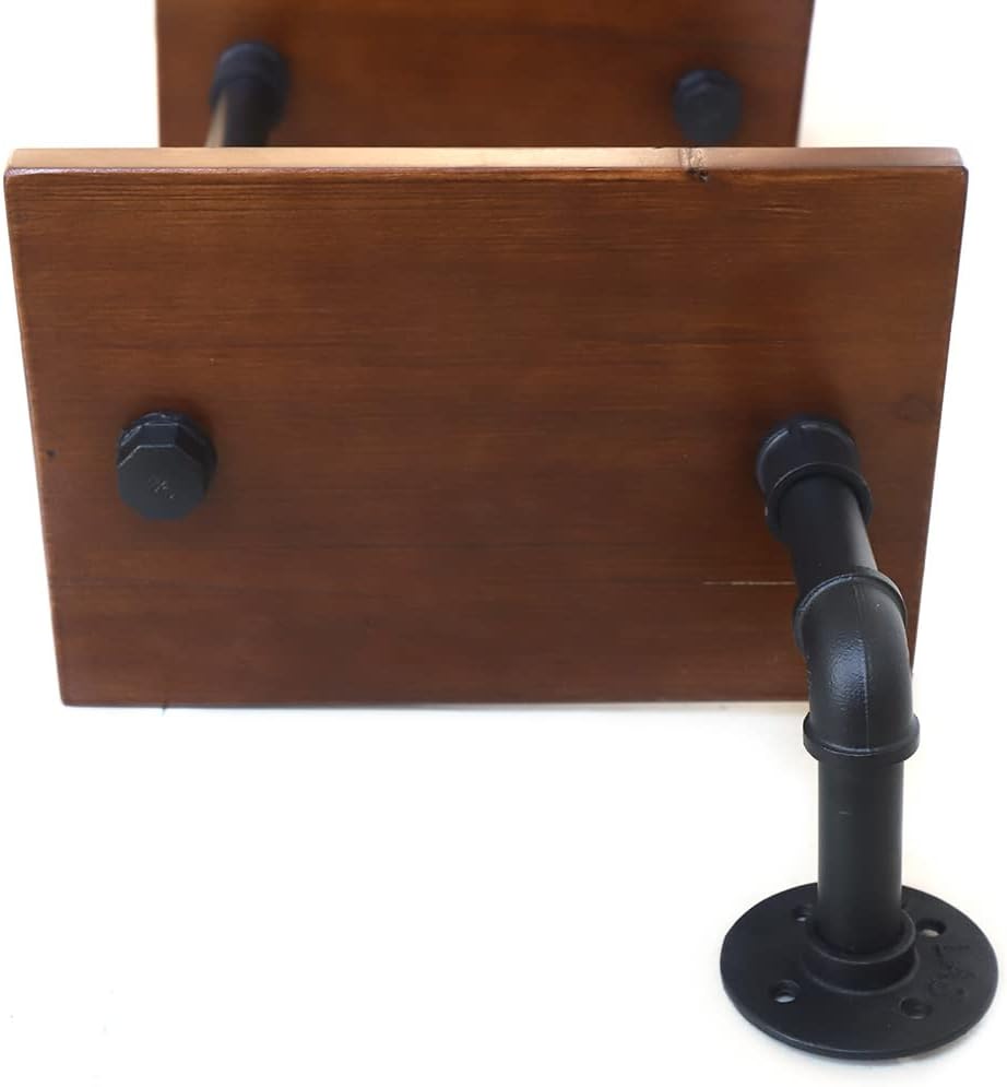 Floating Shelves Wall Mounted,Industrial Floating Shelves Wall Mount Pipe Shelves Wood 6 Tiers Ladder Bookshelf,Natural Wood Shelves for Wall, for Living Room,Bedroom, Kitchen, Office