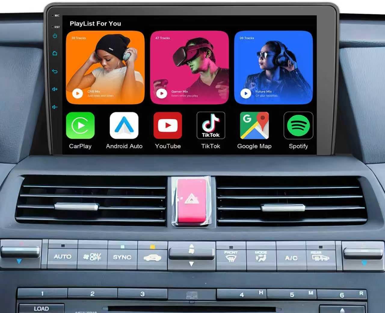 8 Core Car Radio Stereo for Honda Accord 8th 2008 2009 2010 2011 2012 Upgrade with Wireless Carplay & Android Auto, 10.1 Inch QLED Touch Screen Car Radio with 5G WiFi GPS FM/SWC Bluetooth (Black 001)