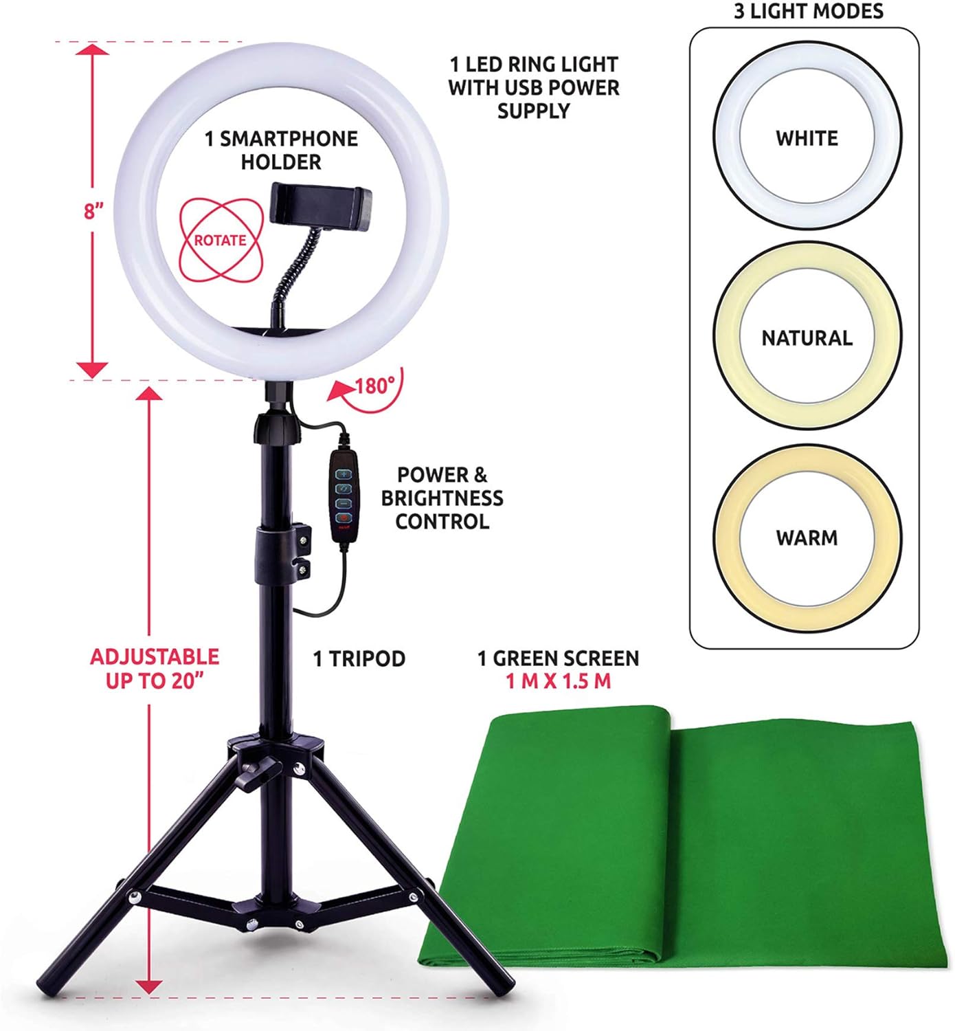 So DIY TikTok Instagram YouTube Ring Light with Green Screen and Phone Mount Tripod. Studio Creator Influencer Video Creator Kit