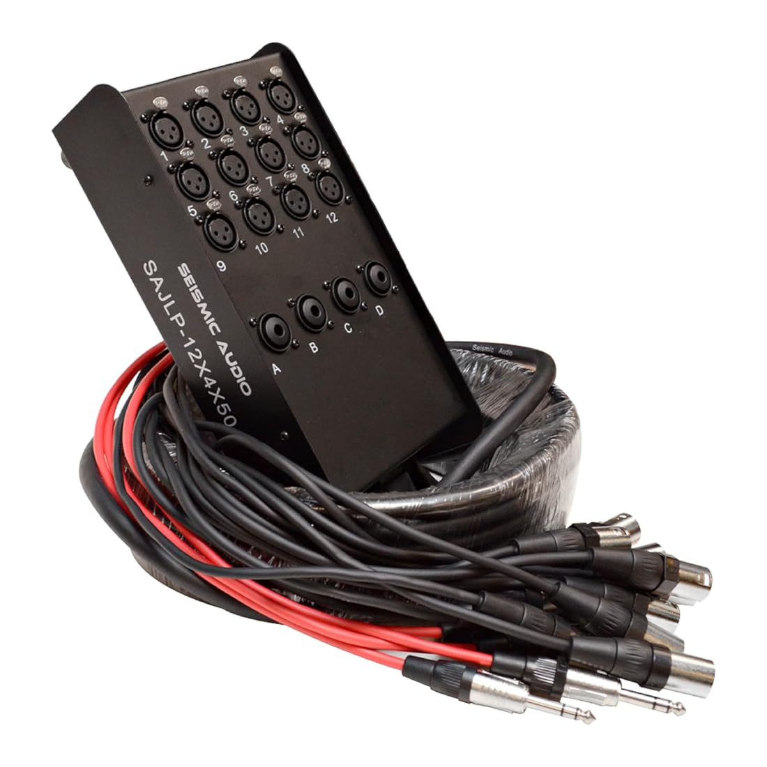 Seismic Audio - SAJLP-12x4x50-12 Channel 50 Foot XLR Low Profile Snake Cable with 4 TRS Returns - Circuit Board Snake for Recording, Stage, Studio PA DJ use