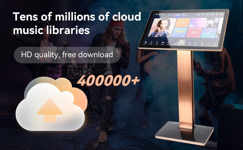 New Chinese Karaoke Machine KV-V5 MAX Karaoke Player, with Reverb Wireless Microphone, 22-inch capacitive Touch Screen Free Cloud Download (4T Black Touch Screen Professional Edition)