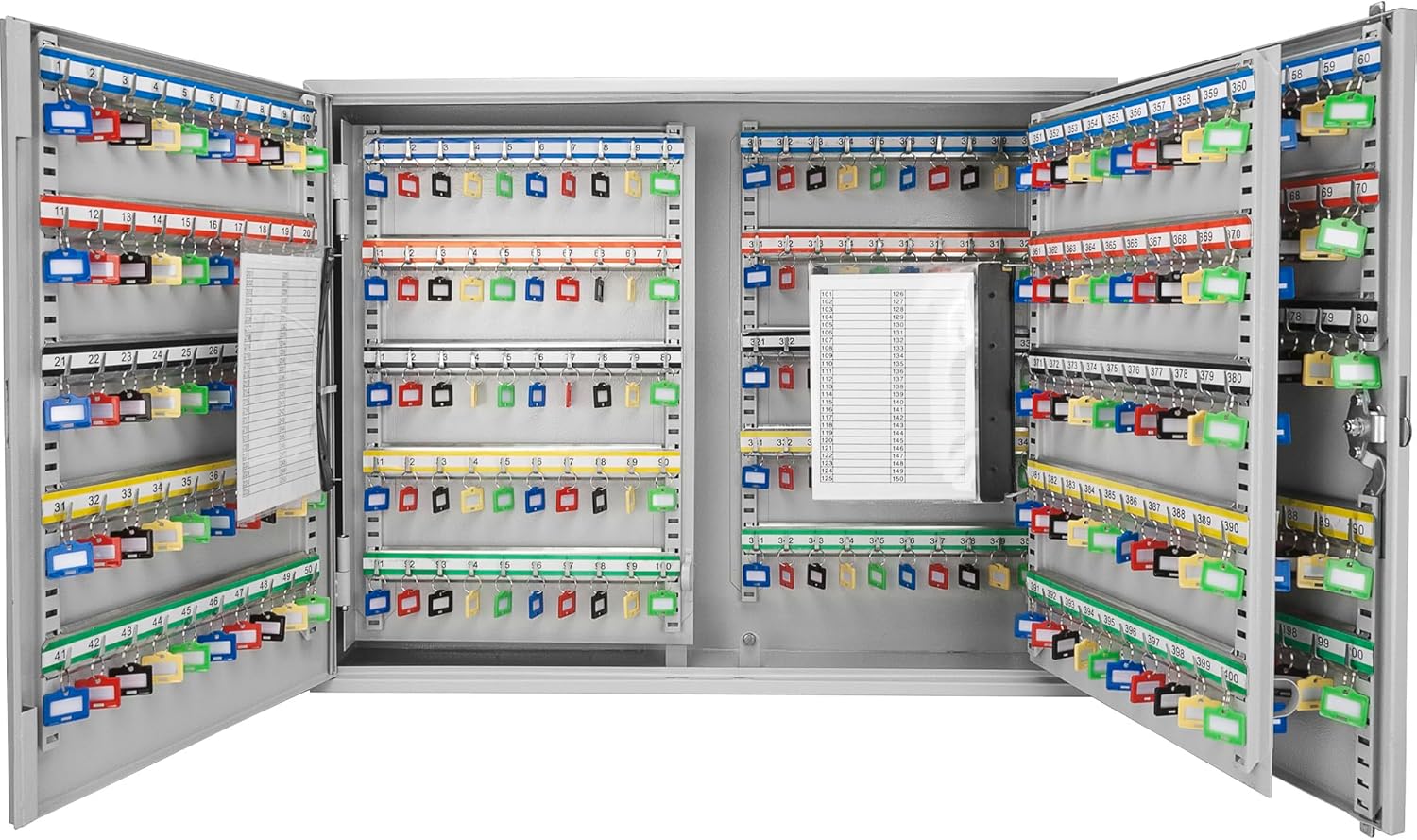 Barska 400 Position Key Cabinet with Adjustable Numbered Hooks – Wall Mount Steel Key Organizer Safe with Index Log, Key Tags & Lockable Door for Office or Business Use