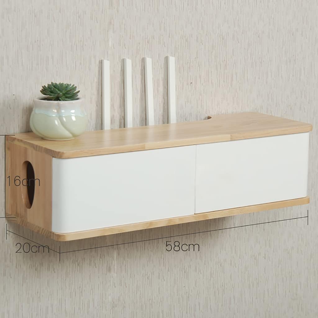Corner Ledge Wall Shelf,Router Storage Box WiFi Router Box,WiFi Router Shelf Wall Mount Bracket TV Box Set-Top Box,Floating Shelf for TV Components,WiFi Router Storage Cabinet Wire Socket Or