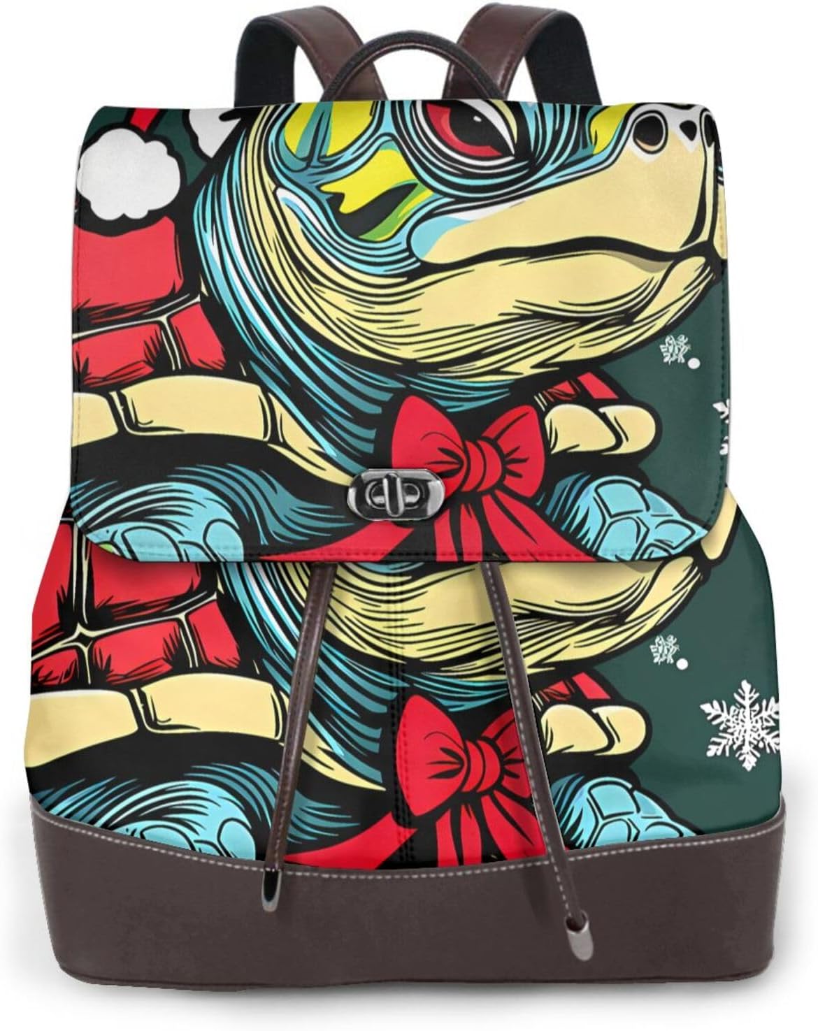 Christmas Turtle for Womens Backpack Purse Microfiber PU Anti-theft Large Fashion Designer Travel Bag Ladies Shoulder Bags