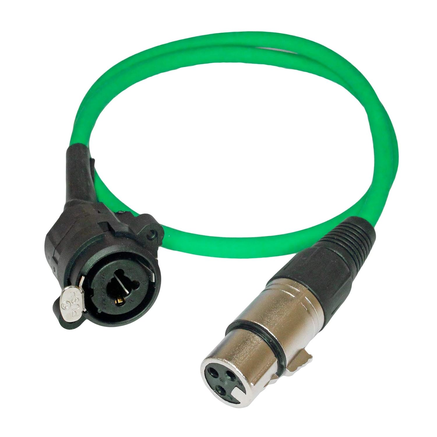 2ft XLR Pigtails for Floor Boxes XLR TRS Combo, Black, 6-Pin, Male-to-Female, Color-Coded