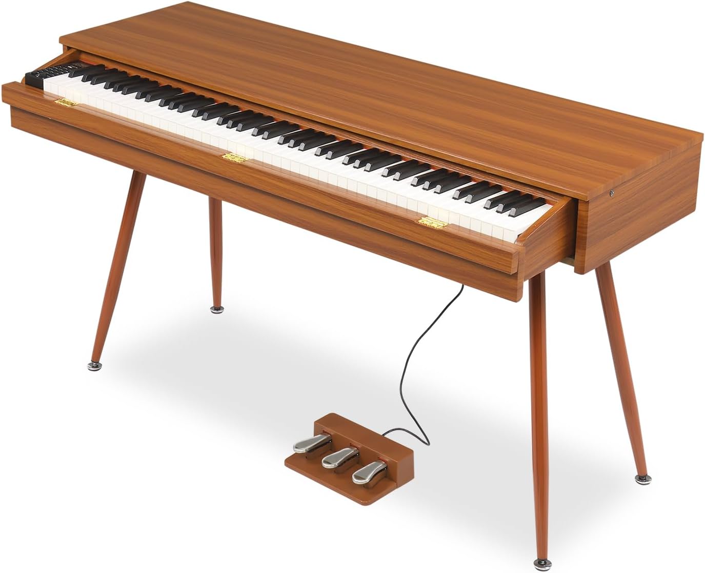 Ktaxon 88 Key Weighted Digital Piano, Home Electric Desk Piano & Vanity Desk Piano with Premium Sound, 3-Pedal Unit, Headphone Bluetooth Connection(Wood)