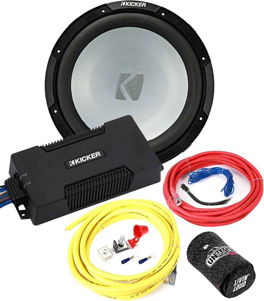 KICKER Subwoofer and Amp Package of 3 Items - 10