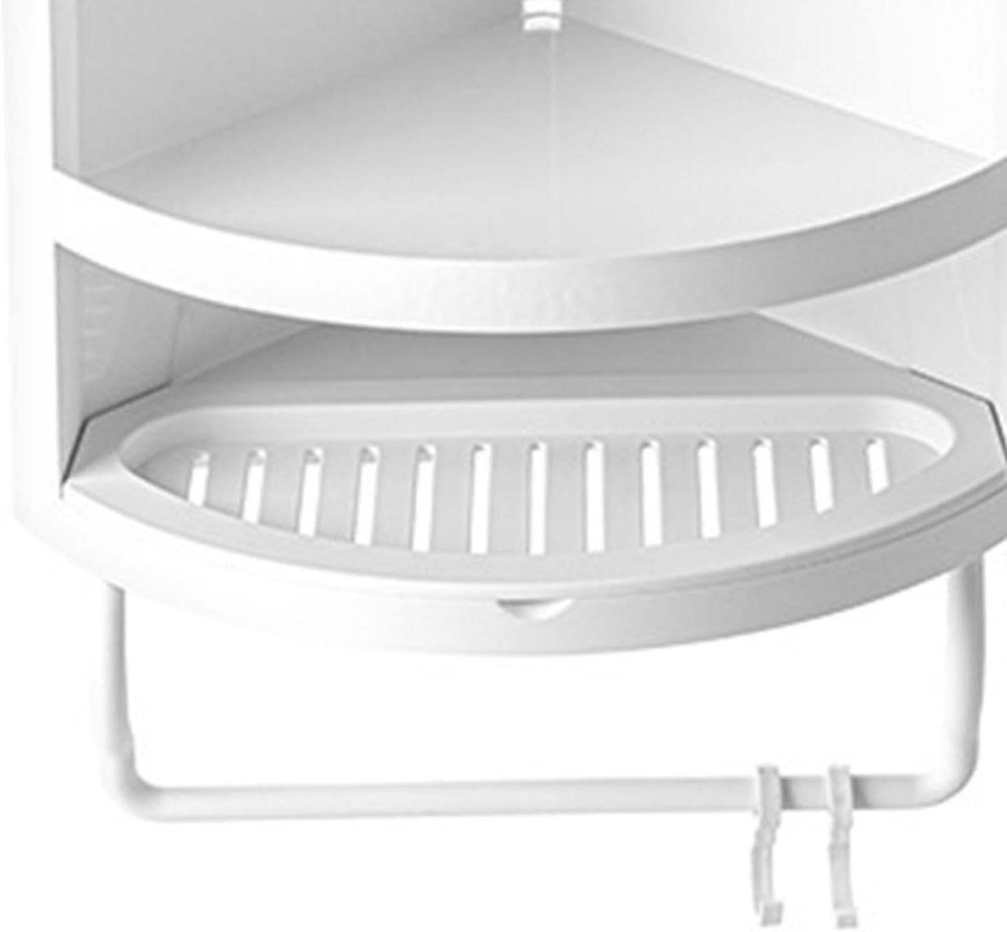 Qianly Corner Shower Rack Shower Storage Basket Easy to Install Space Savers Wall Mount Float Shelves for Kitchen Hotels Home, White