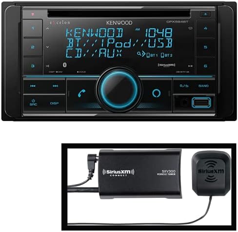 Kenwood Excelon DPX594BT Double DIN Bluetooth in-Dash Car Stereo CD Receiver with Amazon Alexa Compatibility | Plus SiriusXM SXV300v1 Connect Vehicle Tuner Kit for Satellite Radio (Renewed)