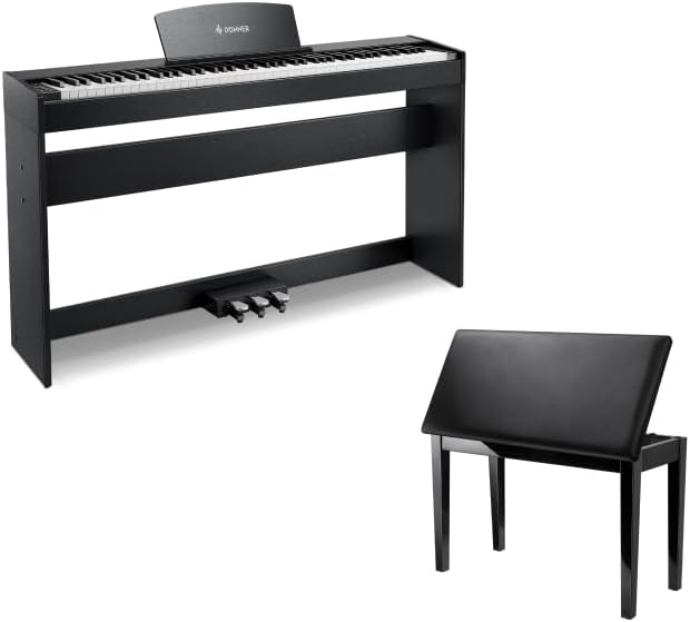 Donner DDP-50 Weighted Digital Piano+Donner Duet Piano Bench with Storage