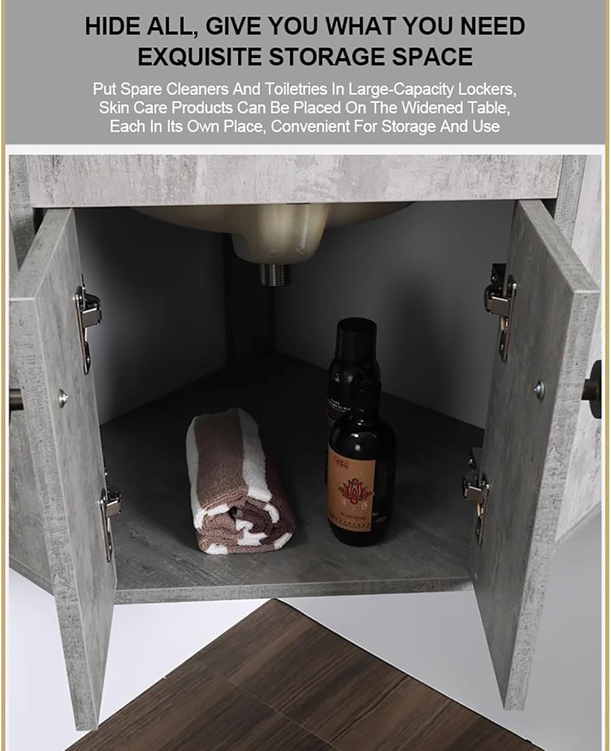 Ceramic Wall Mount Sink Corner Wall Mount Bathroom Sink Modern Pianted Wall Mounted Cabinet Set with Drainer Unit and Cold and Hot Water Pipe Faucet Wall Mount White Triangle Porcelain. ( Color : Gray