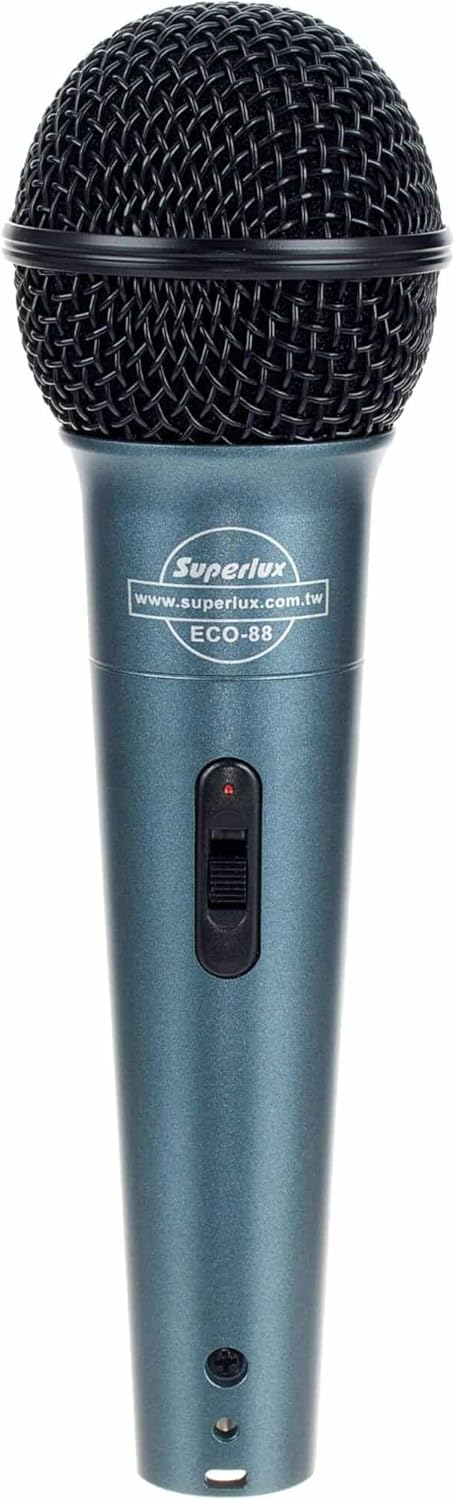 Superlux TM58S Dynamic Vocal Microphone with Locking On/Off Switch, Cardioid Pattern, High SPL, Shock-Mounted Capsule, XLR, for Live Stage & Speech