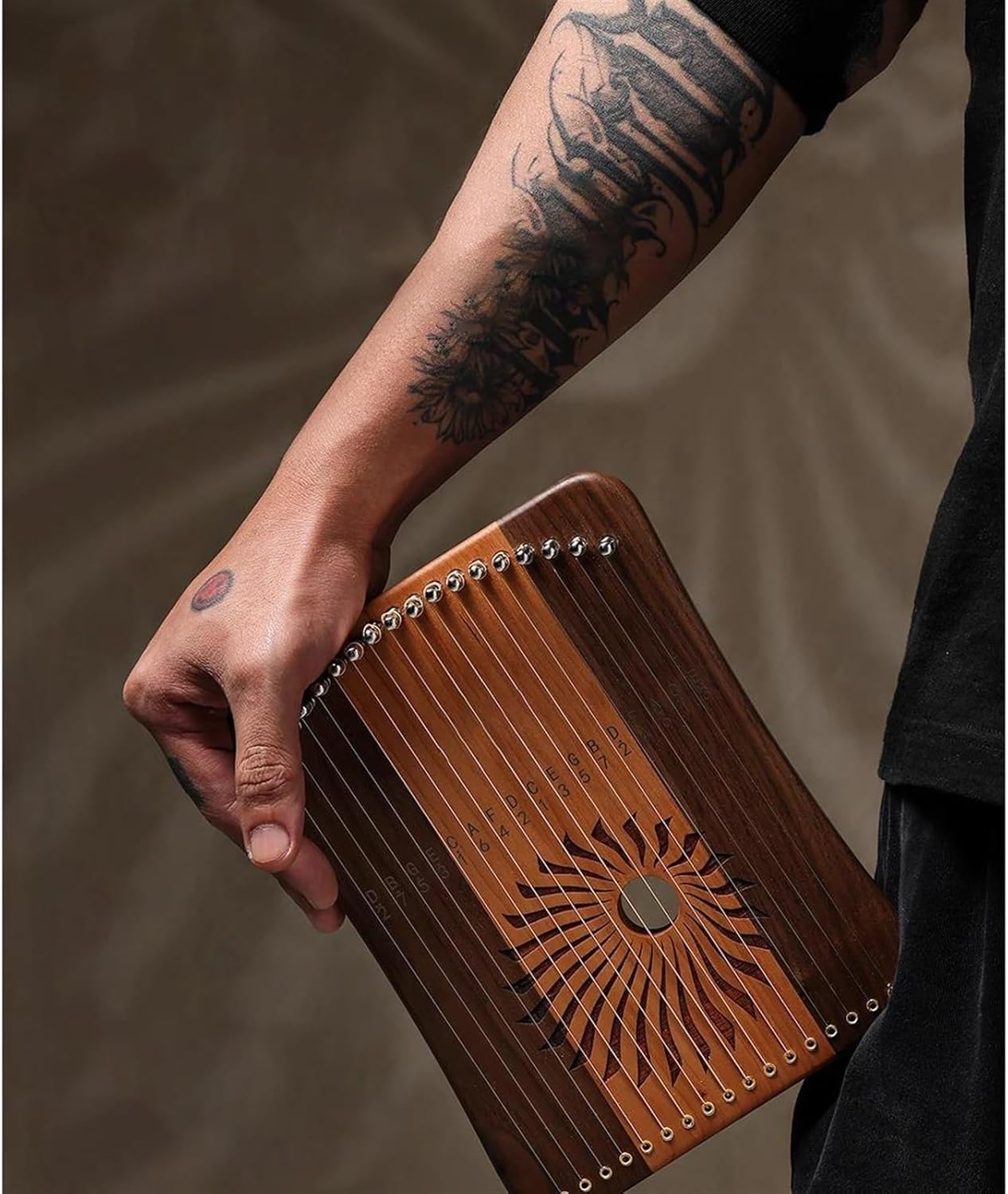 Lyre Harp Set 31 Strings 17 Strings Finger Harp Wood Finger Lyre Beginner Musical Instrument(31 sandal)