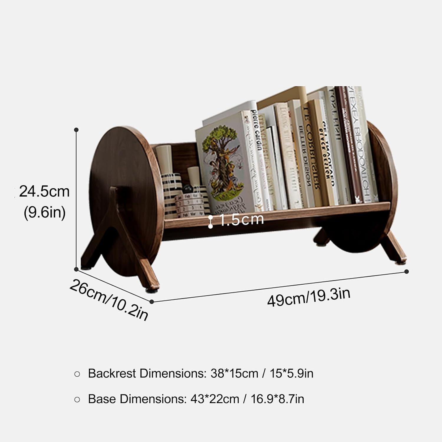 No Assembly Bookshelf Space-Saving Wooden Book Shelf, Wood Office Tabletop Book Storage Rack, for Books/CDs/Magazine Display
