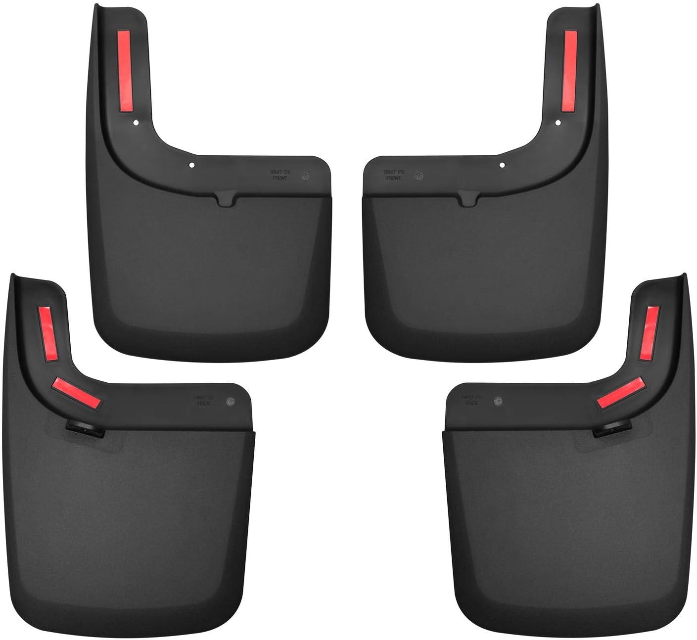 Husky Liners - Front & Rear Mud Guards | 2017-2022 Ford F-250/F-350 w/Single Rear Wheels & OEM Fender Flares, Front & Rear Set - Black, 4 Pc | 58476