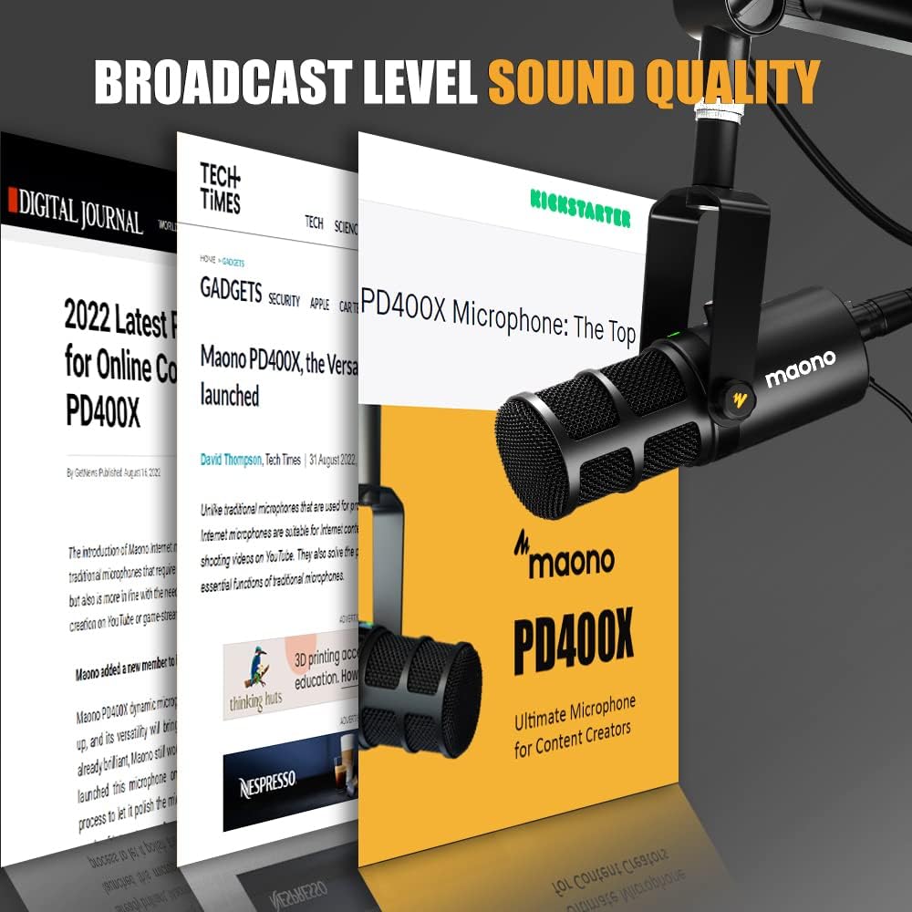MAONO PD400X Dynamic Microphone with BA92 Boom Arm Bundle for Podcast, Studio, Streaming, Recording, Vocal