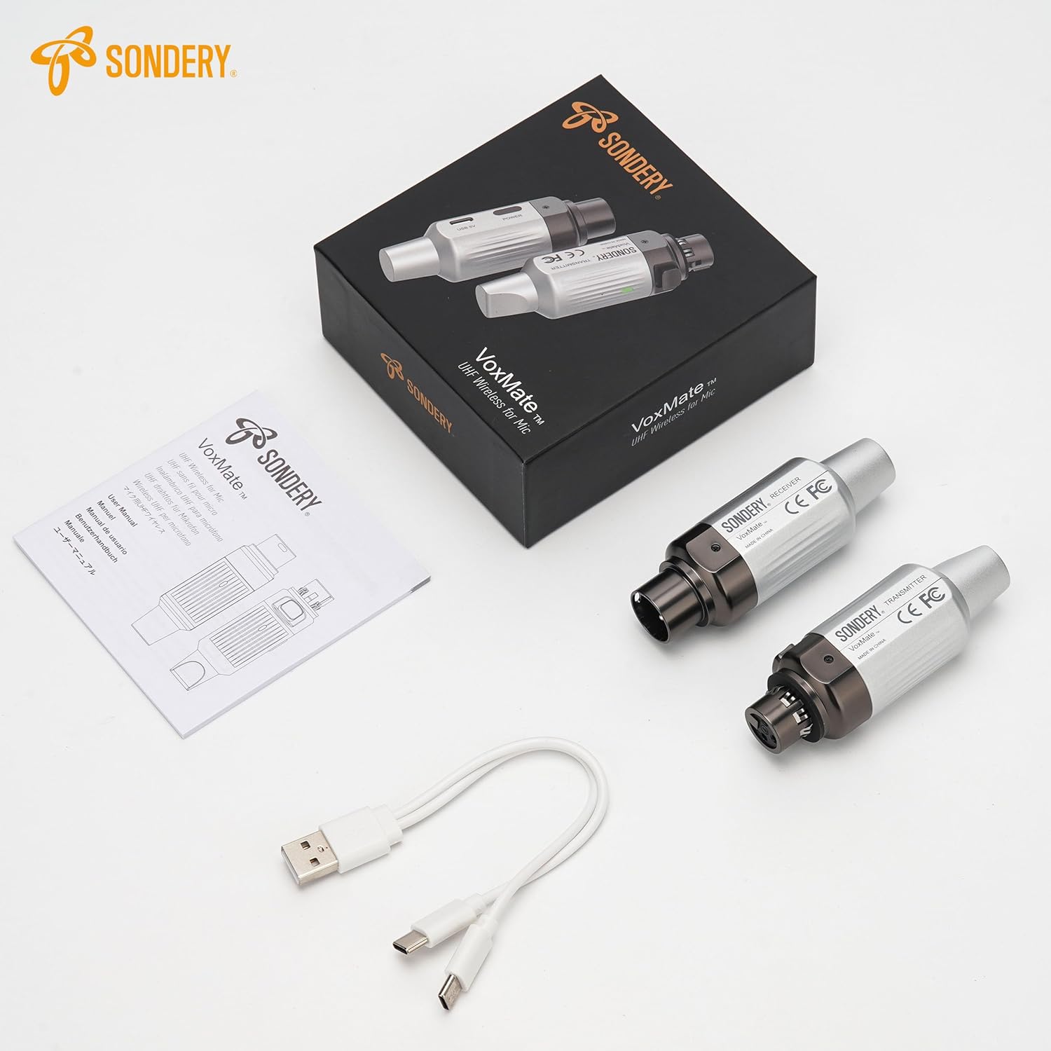 Sondery Professional UHF Wireless XLR Transmitter and Receiver, 7-Channel Wireless Microphone System for Stable Transmission, 165ft Range, Wireless Mic Adapter for Dynamic Mics/PA/Mixer/DSLR Cameras