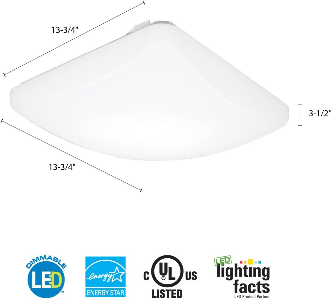 Lithonia Lighting FMLSL 20840 M4 Square 14-Inch LED Flush Mount Light, 4000K, 1100 Lumens, 16 Watts, White (FMLSL 14 20840 M4)