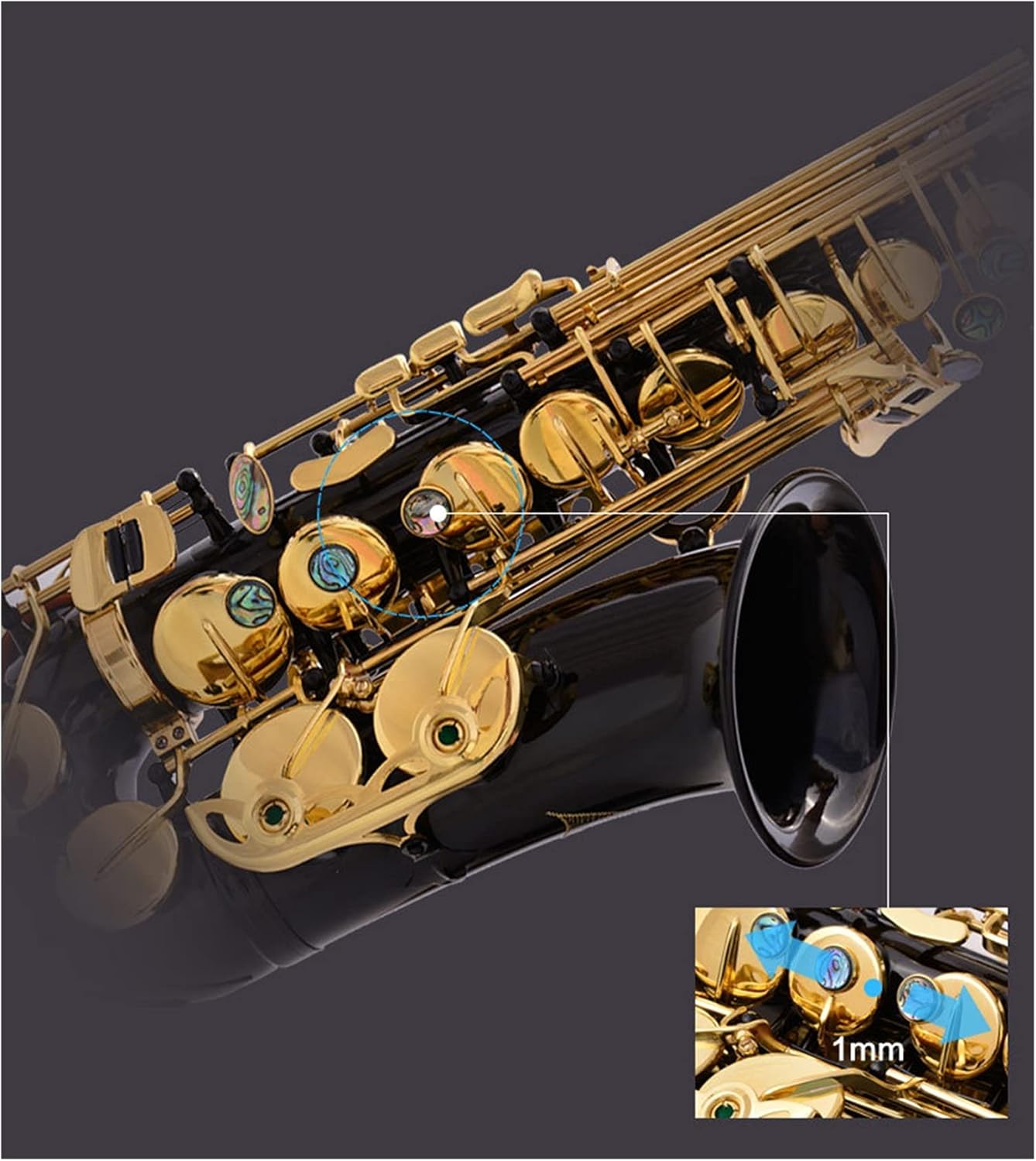 Saxophone Straight E-Flat Alto Saxophone Pearl Black Carving Craft Professional Grade Key Type Woodwind Instrument