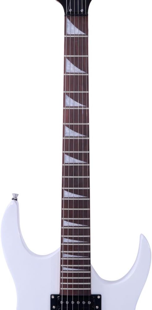 Dorill Full-Size Electric Guitar Package, White, 24-Fret Rosewood Fretboard, Maple Neck, Tremolo Bridge, with Gig Bag, Strap, Cable, Pick, Whammy Bar