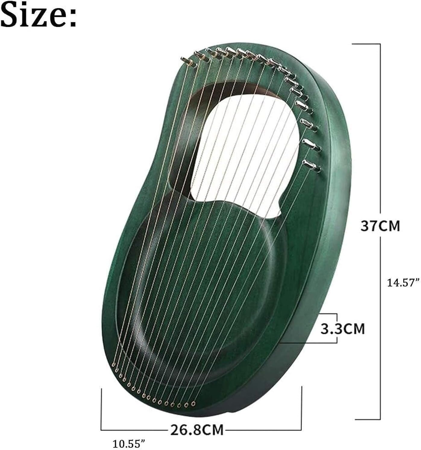 19 Strings Lyre Harp for Kids, Strings Wooden Harp Instrument, Lye Harp with Tuning Wrench, for Beginners Instrument(Color:Green)(Walnut)