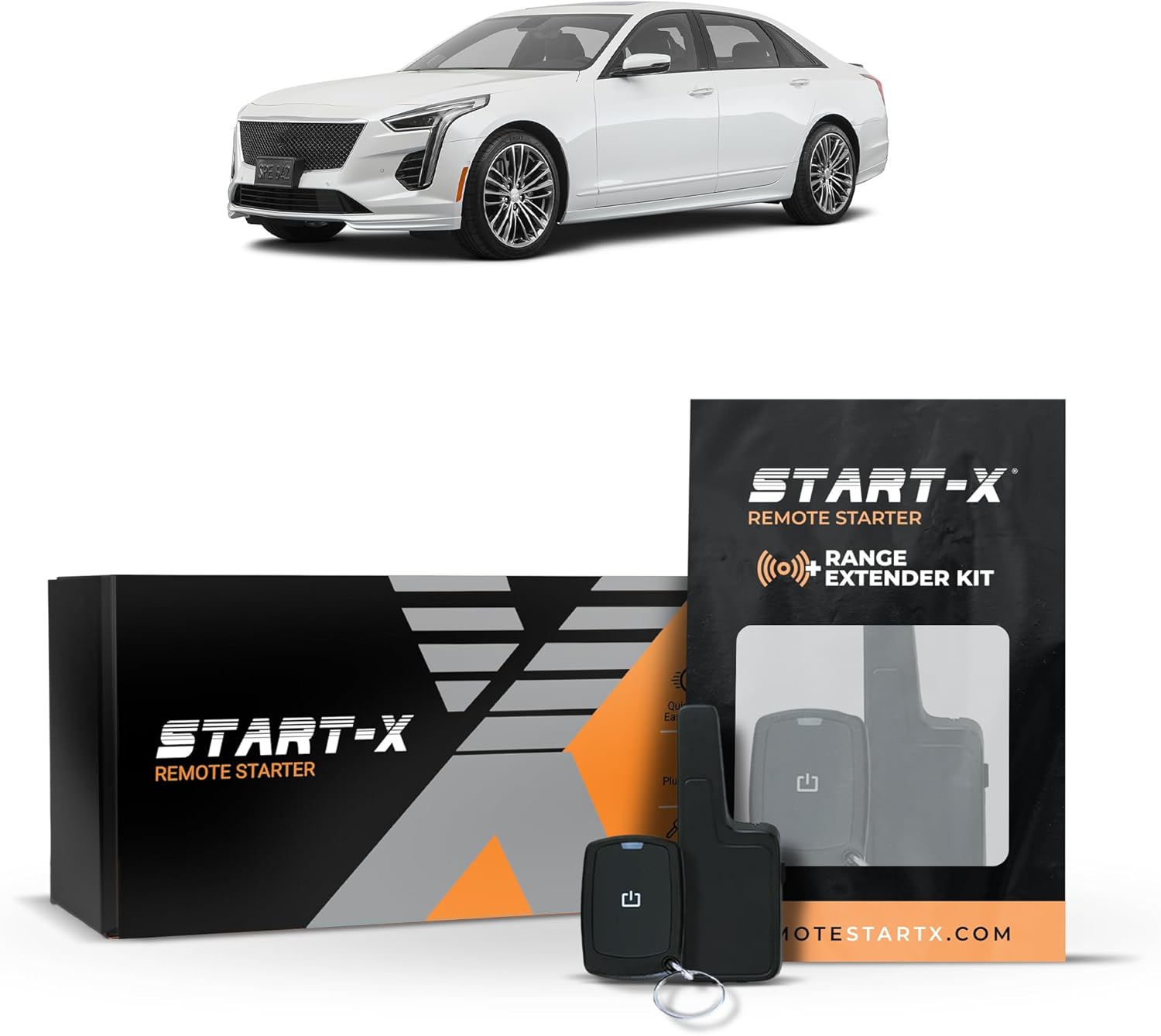 Start-X Remote Starter Kit + 2000ft 1 Way Range Extender for Cadillac ATS (2013, 2014, 2015, 2016, 2017, 2018, 2019) Vehicles with Push-to-Start Ignition