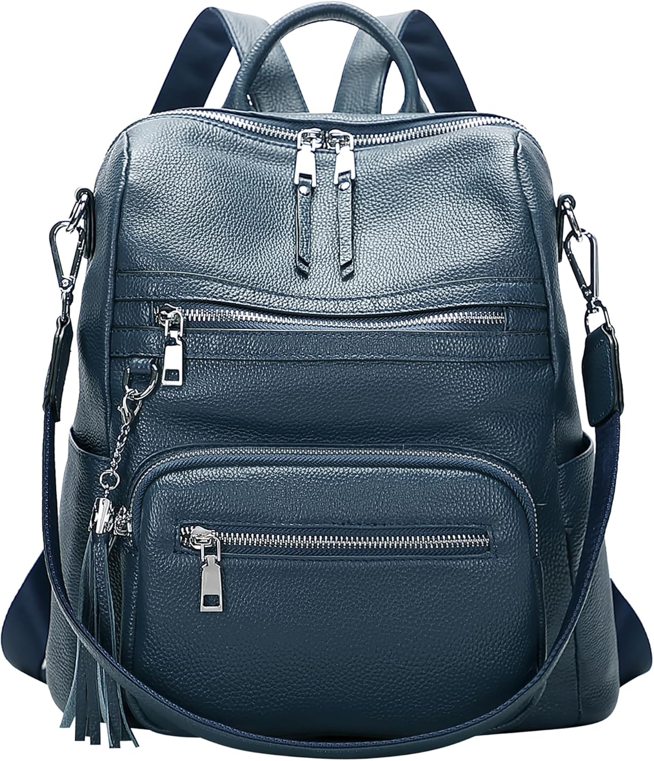 ALTOSY Genuine Leather Backpack Purse for Women Large Shoulder Bag With Laptop Compartment Multiple Pockets(S106 Indigo Blue)