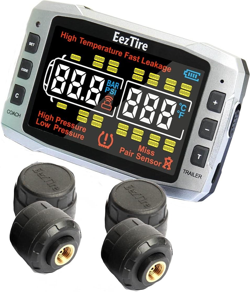 EEZTire-TPMS Pro (518C) Tire Pressure and Temperature Monitoring System with 3.5