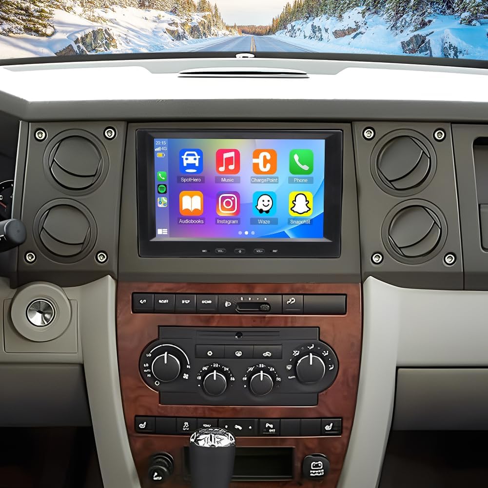 Car Stereo for Jeep Commander 2006 2007 for 2005 Jeep Grand Cherokee for Chrysler 300 for Dodge Dodge RAM 1500 2500 3500 2006-2008,8 inch Touchscreen Car Radio with Wireless CarPlay & Android Auto