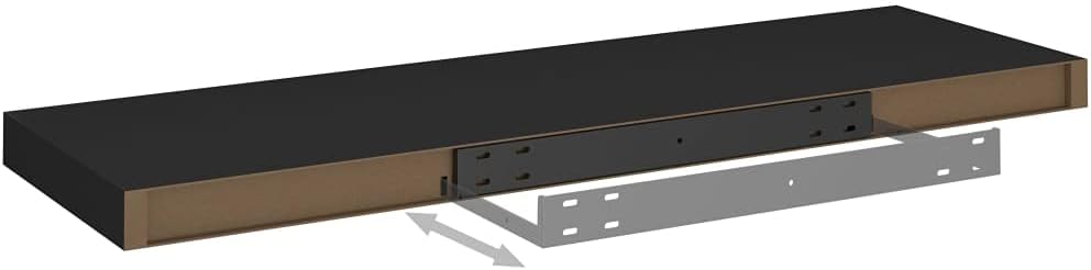 Modern Style Floating Shelves,Wall Storage Shelves,Wall Mounted Shelf Organizer Unit Display Shelf,for Living Room,Bedroom,Kitchen,Bathroom,Office,2 pcs Black 31.5