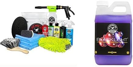 Chemical Guys CWS61964CW 14-Piece Arsenal Builder Car Wash Kit W/Foam Gun, Bucket and (5) 16 oz Car Care Cleaning Chemicals (Works w/Garden Hose) with Black Light Foaming Car Wash Soap, 64 oz