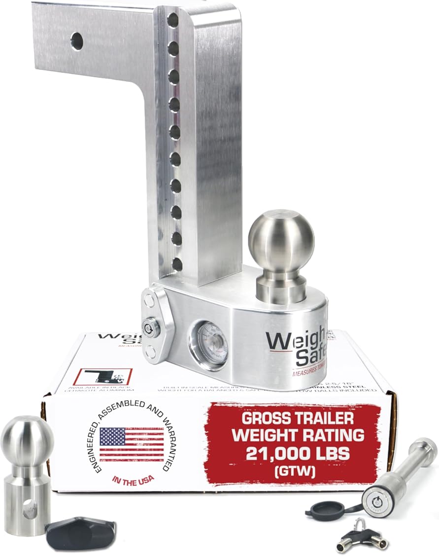 Weigh Safe Aluminum Adjustable Trailer Hitch - Anti-Sway Towing Hitch for 3