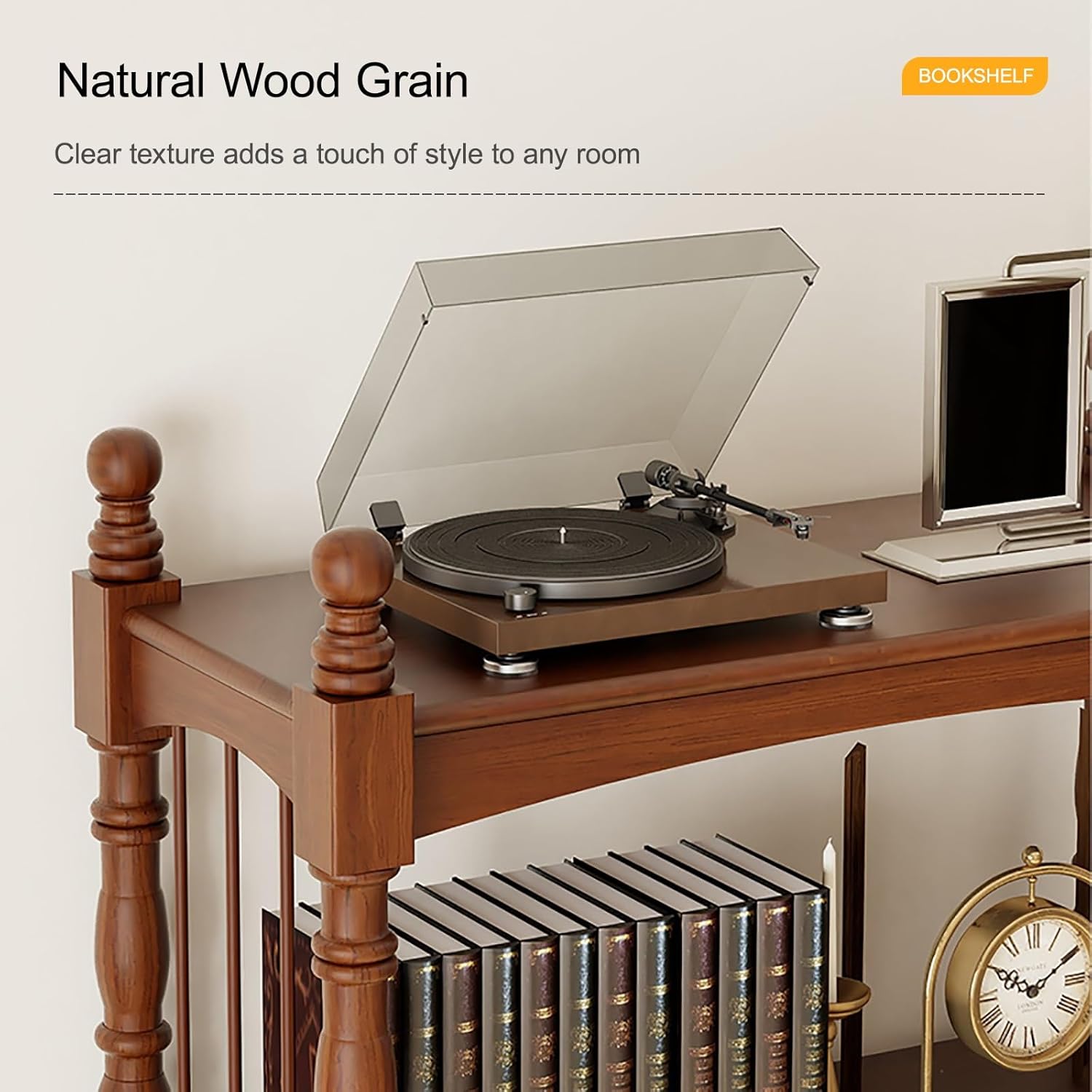 Open Bookshelf Farmhouse Bookcase Modern Display Book Shelf with Side Panels and Wood Frame, for Living Room Bedroom Office(White,80 * 192cm/31.5 * 75.6in)