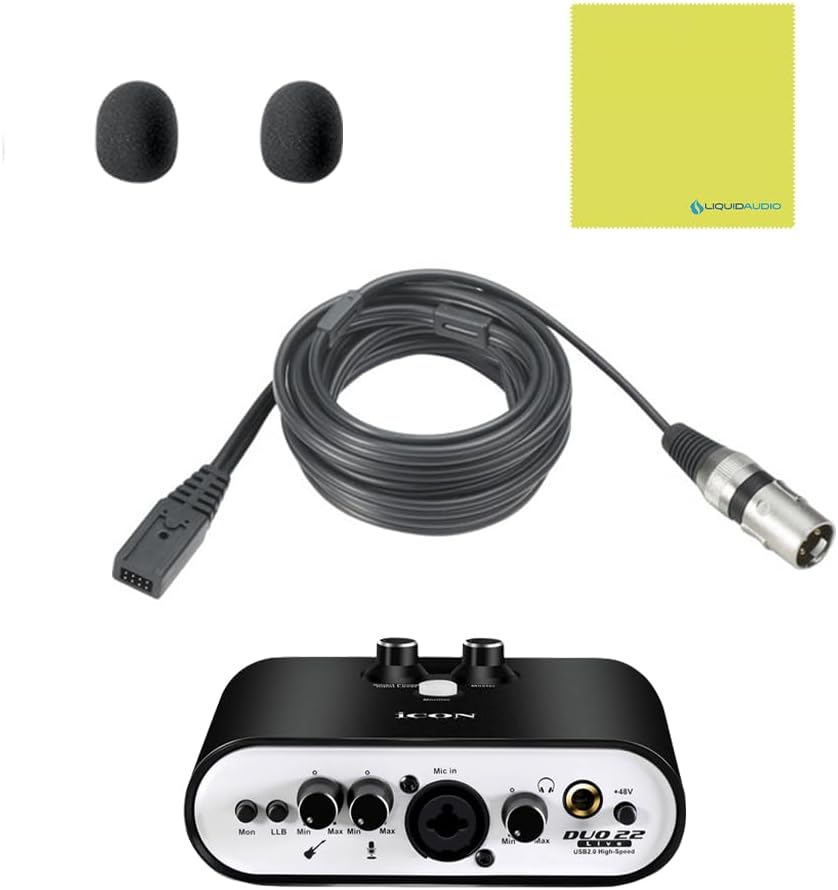 Technica BPHS1-XF4 Communication Stereo Headset with Dynamic Boom Mic Bundle w/ Icon Duo22 Live Audio Interface & Liquid Audio Polishing Cloth