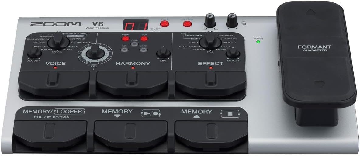 Zoom V6-SP Vocal Processor, Vocal Effects Pedal, Formant Pedal, Harmony, Looper, 10 Studio Grade Effects, For Studio and Live Performance
