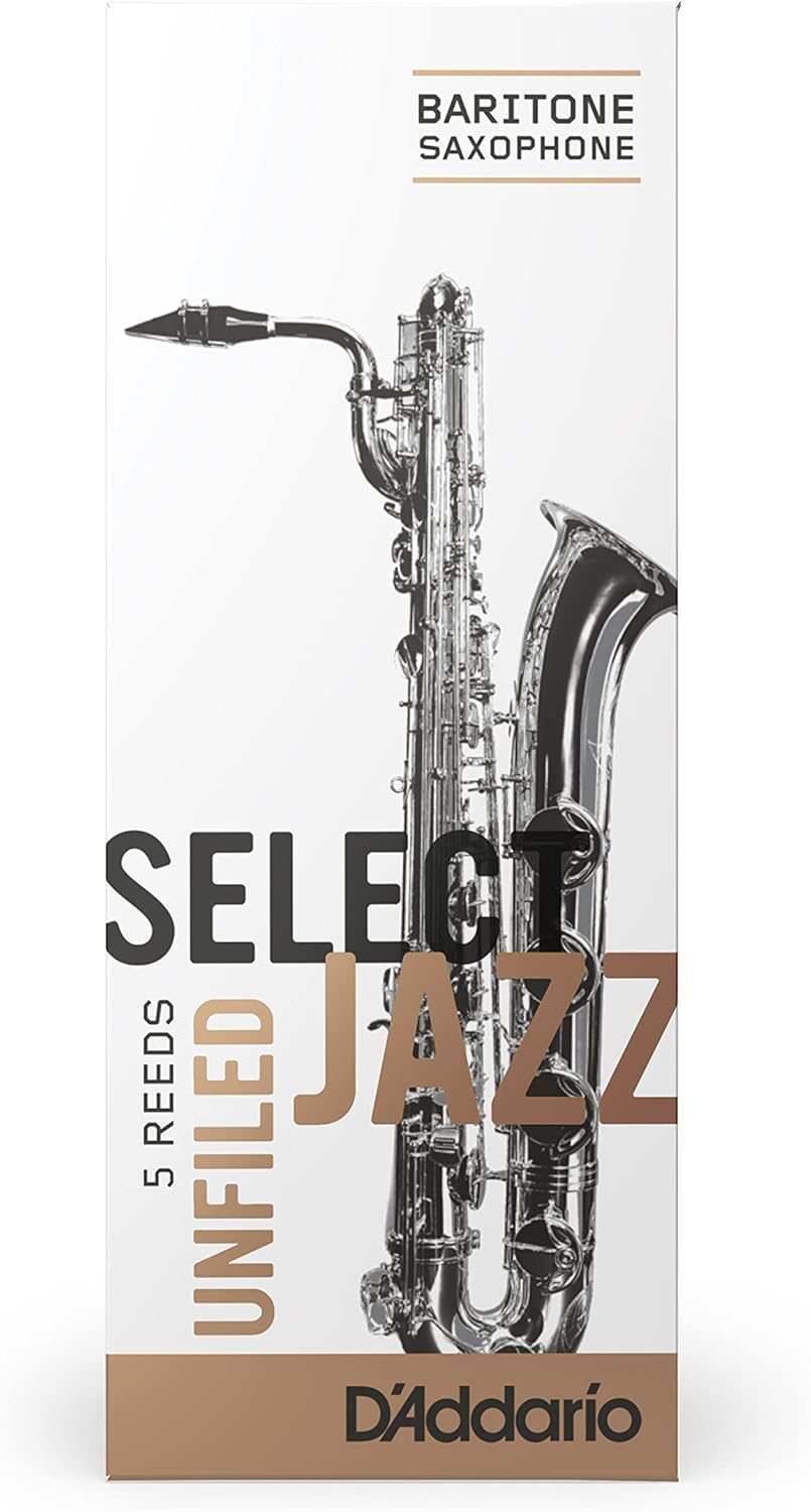 D'Addario Woodwinds Select Jazz Baritone Sax Reeds, Unfiled, Strength 3 Medium, 5-pack