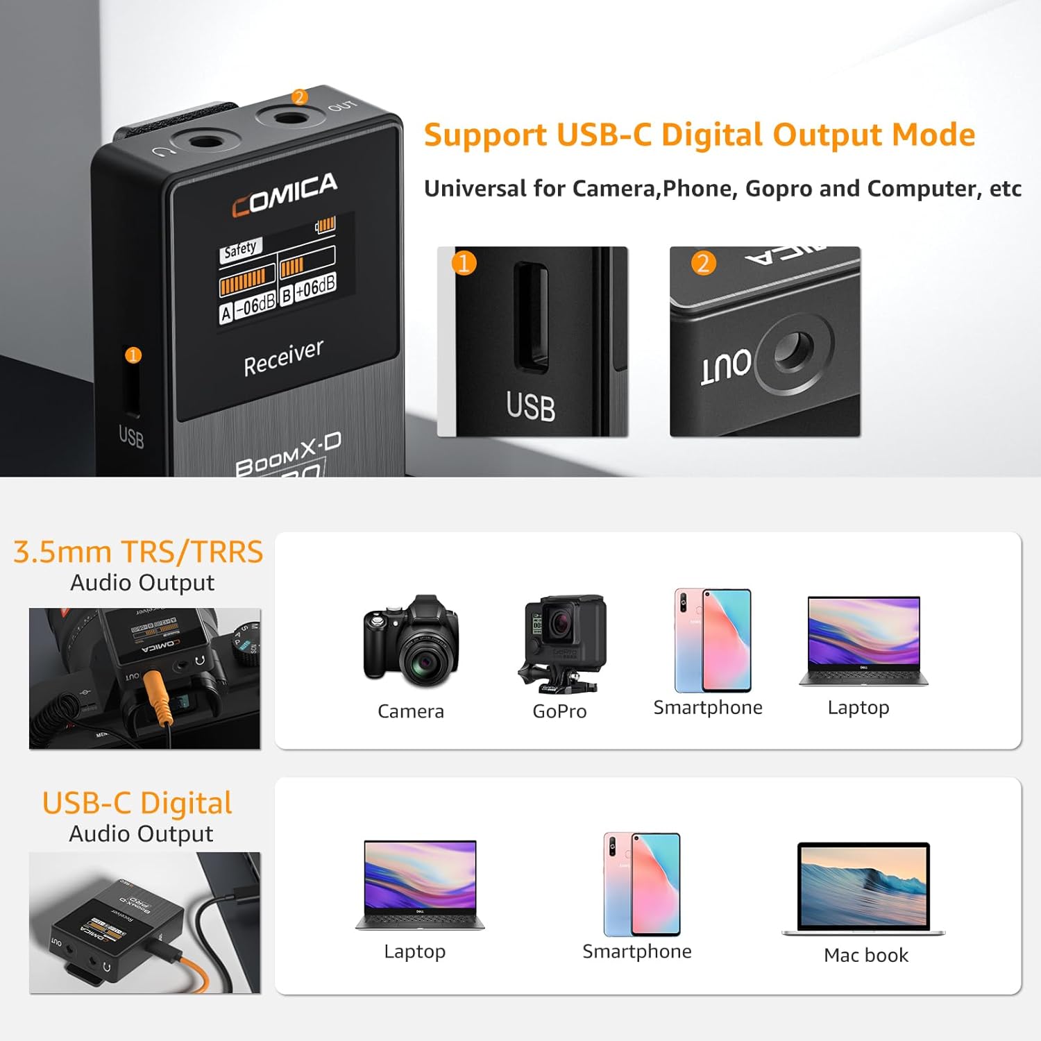 COMICA BoomX-D PRO Wireless Lavalier Microphone, Dual Lapel Mic with Built-in 16GB Recorder, Noise Cancelling & Safety Track, for DSLR Camera, iPhone, Android, PC, Ideal for Vlog, YouTube Recording