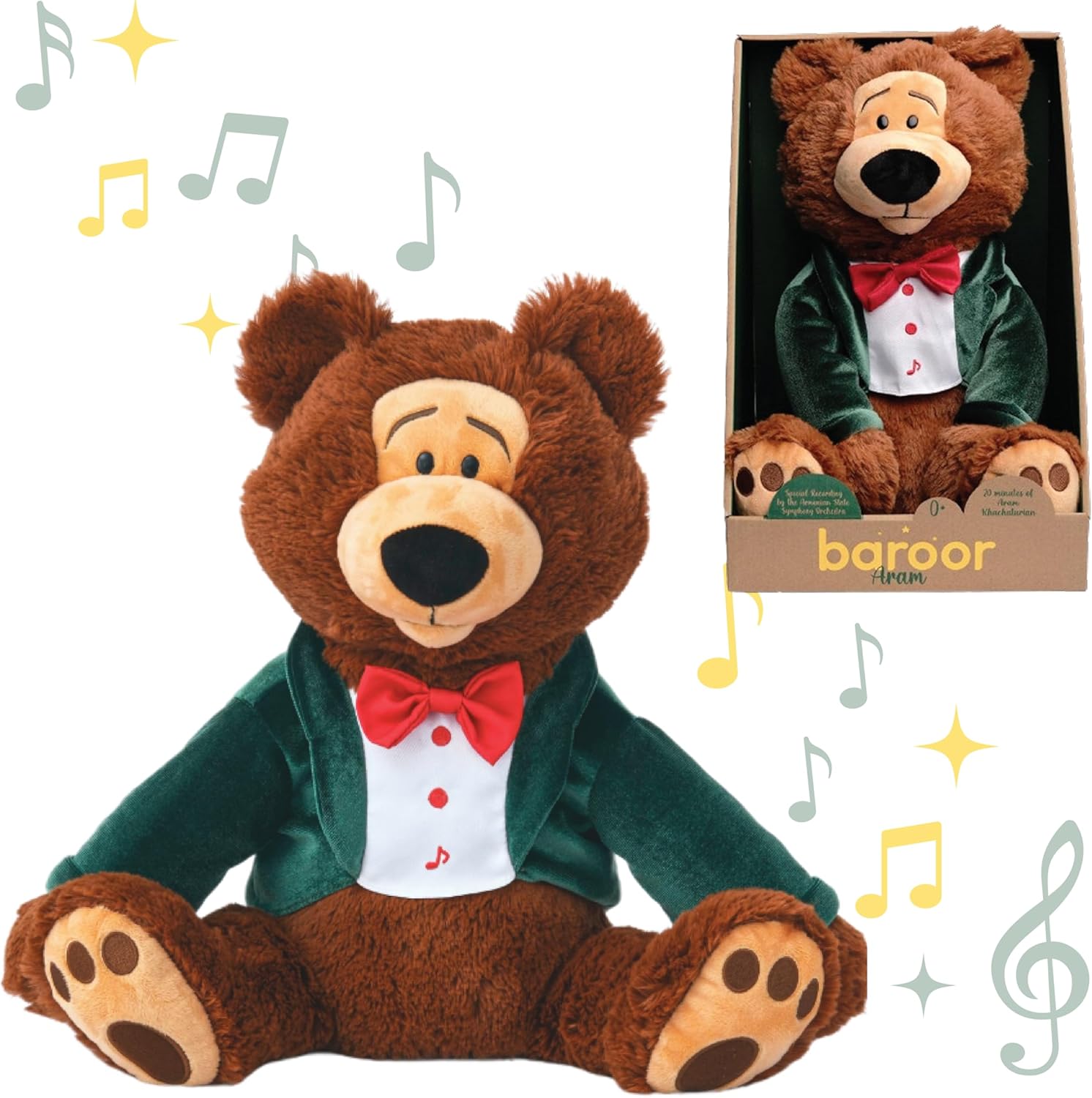Baby Toys - Aram Musical Teddy Bear, 20 Mins of Classical Music Turned Into Baby Lullaby Music, Plush Stuffed Animal Gift for Newborns, Toddlers, Children, Baby Girls & Boys of 0 Months & Up