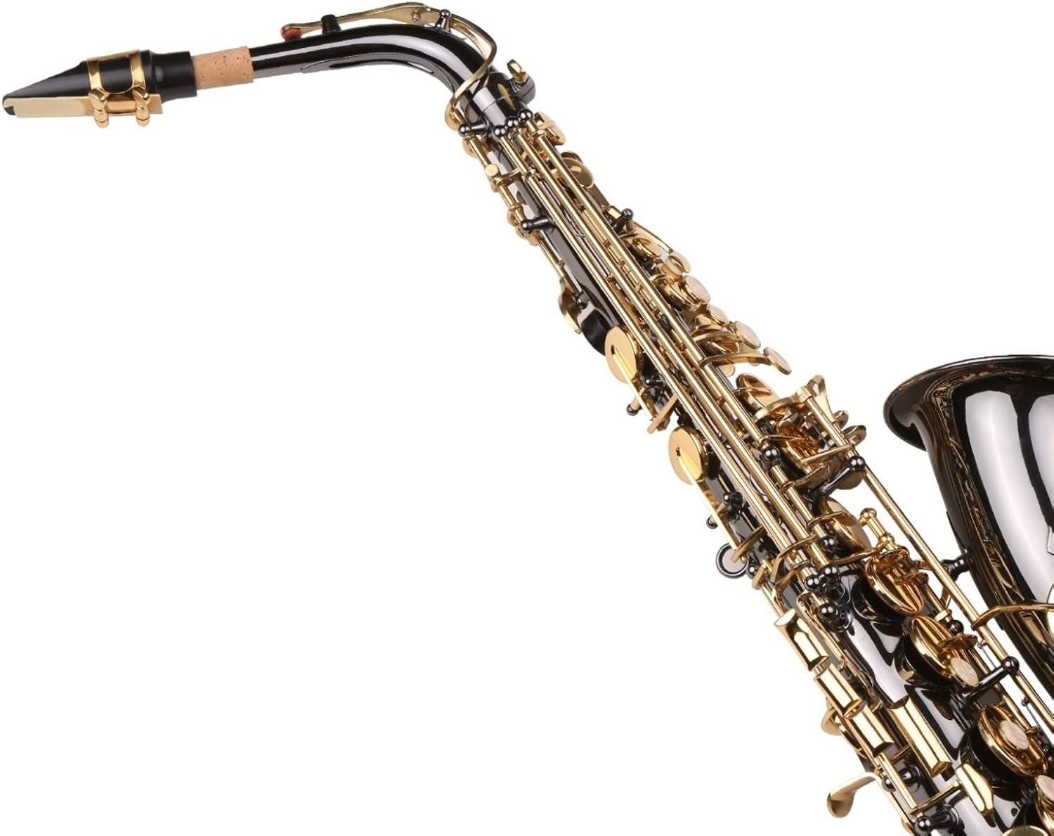 KESHUO EB E- Flat Alto Saxophone Nickel- Plated Brass Body with Engraving Keys Woodwind Instrument with Carry Case Brass Sax Beginners Kit